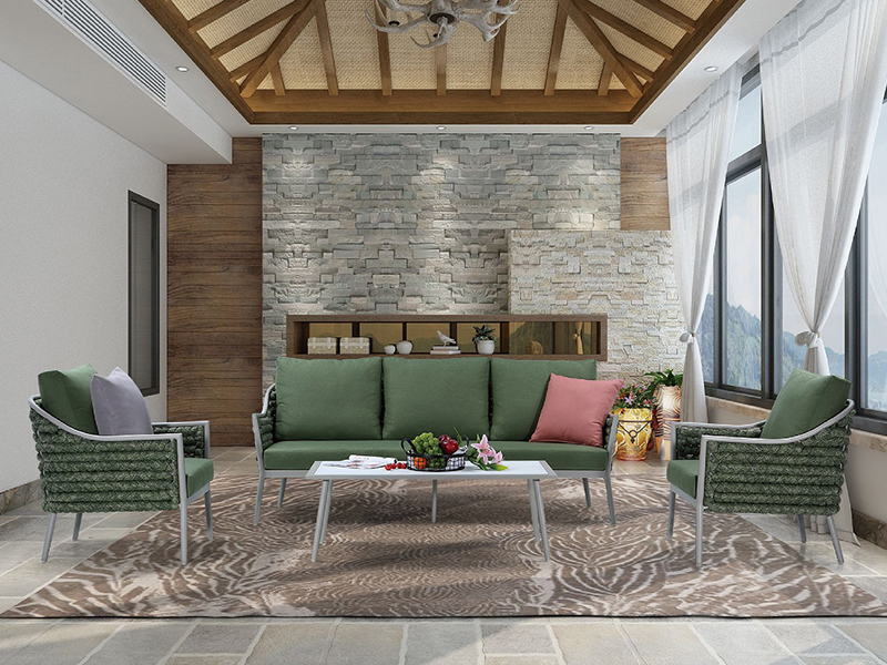 야외 정원 로프 직조 소파 세트 거실 가구 YQC-2735