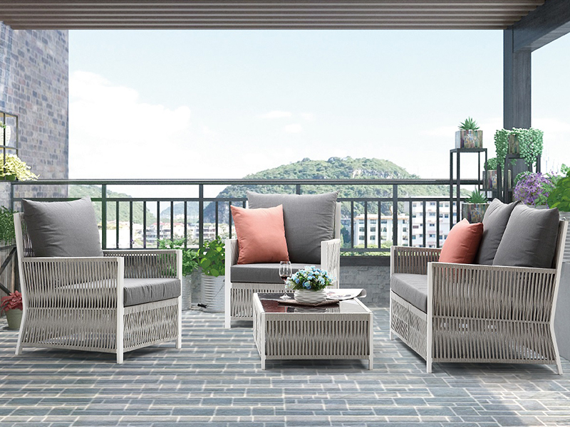 공장 직접 의자 세트 야외 가구 손으로 짠 정원 로프 소파