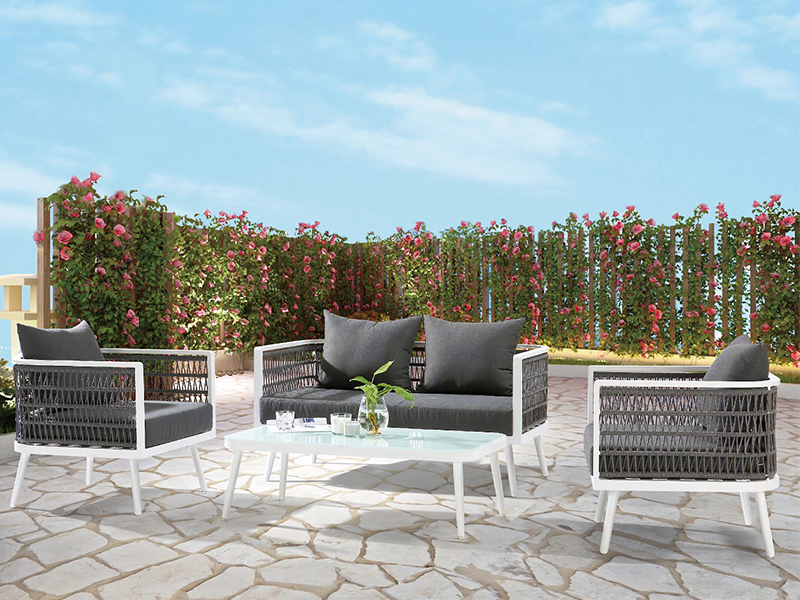 로프 직조 4pcs 소파 세트 정원 가구 야외 정원 가구 의자 YQC-2743